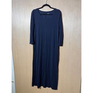 Garnet Hill Women's Size 10 Black 3/4 Sleeve Knit Maxi Dress Casual